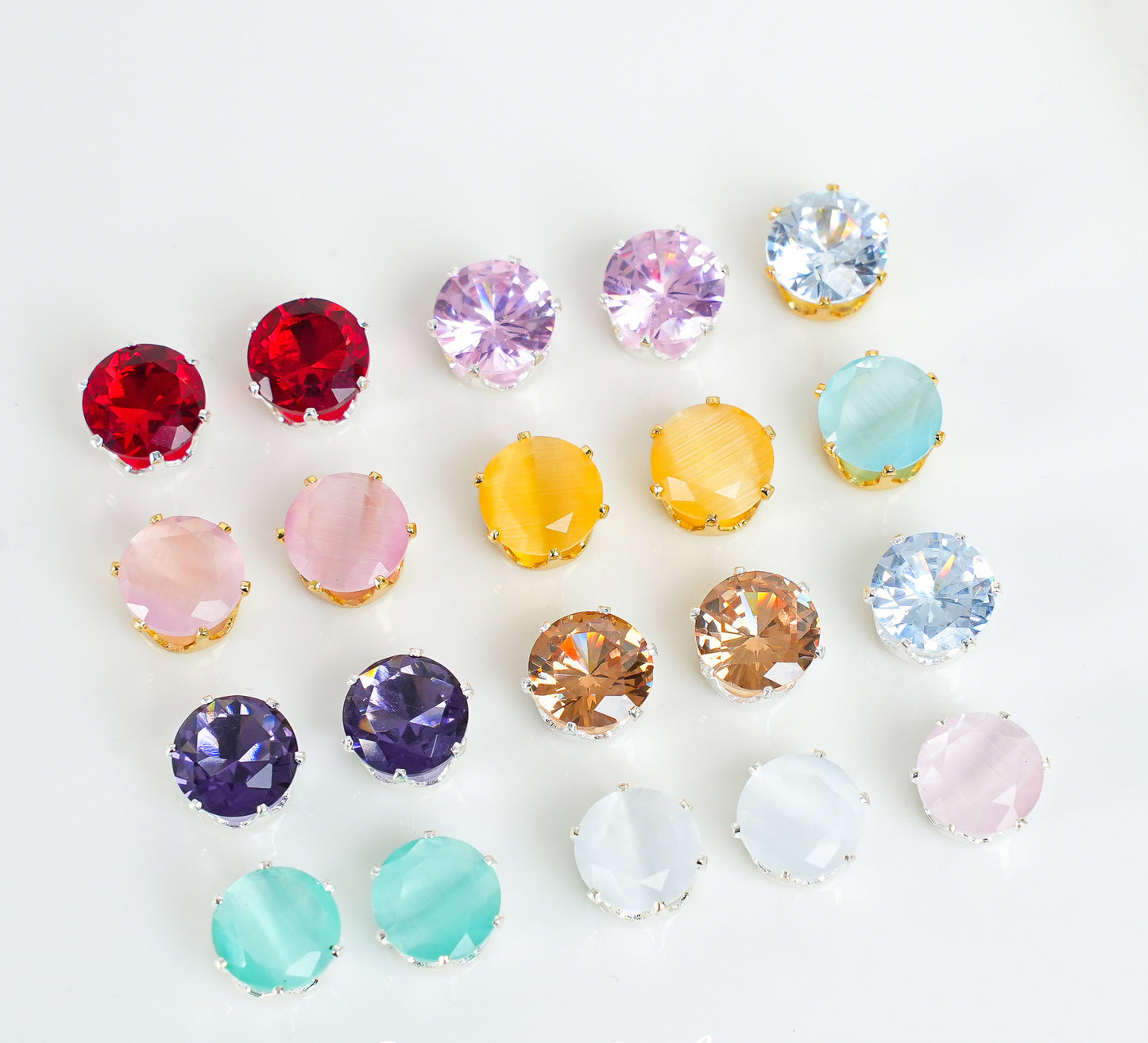 8mm Round Zircon/Cat's Eye Stone
