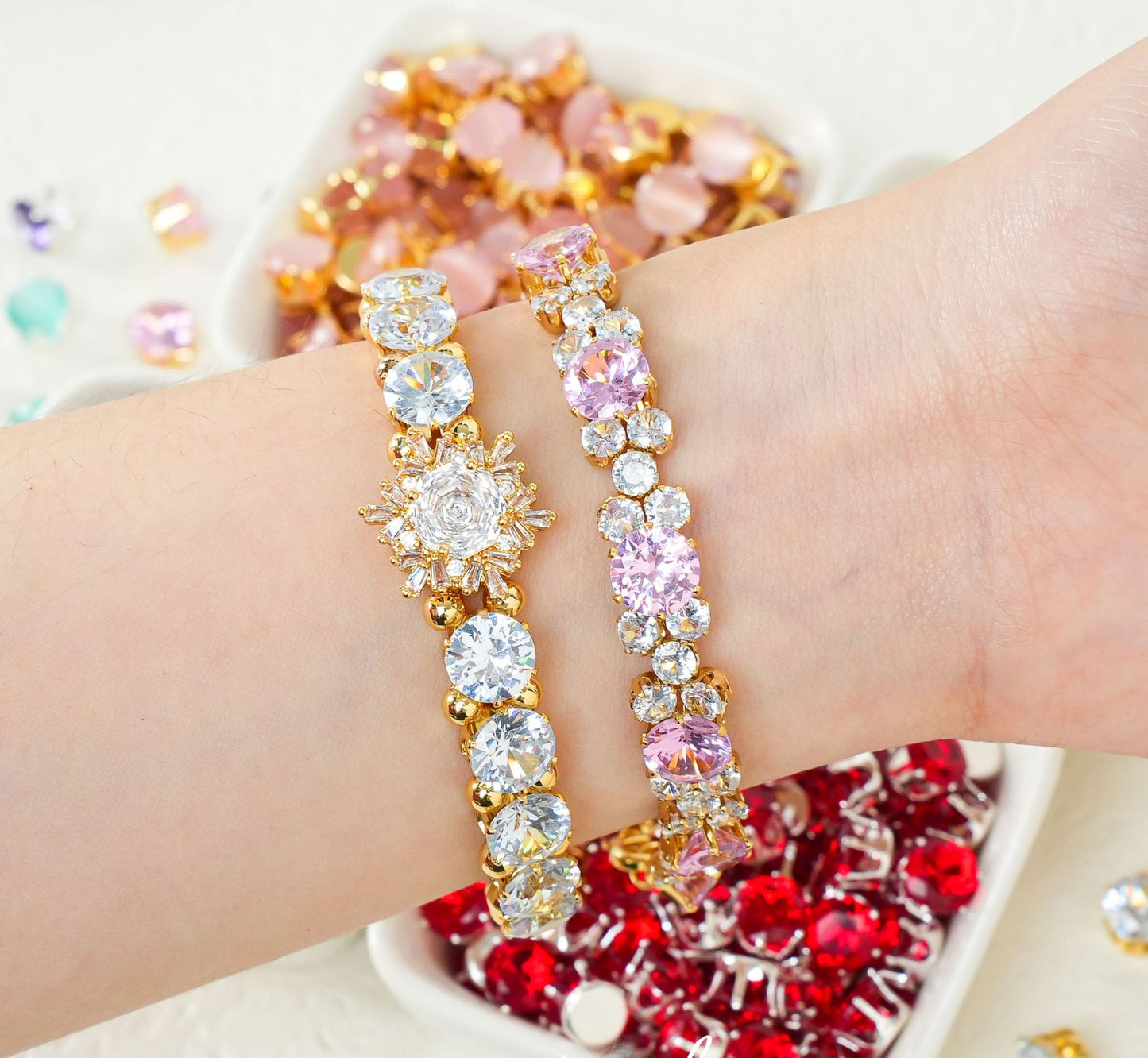 8mm Round Zircon/Cat's Eye Stone