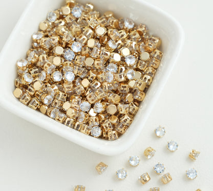 3/4/5mm Round Zircon（Golden bottom）