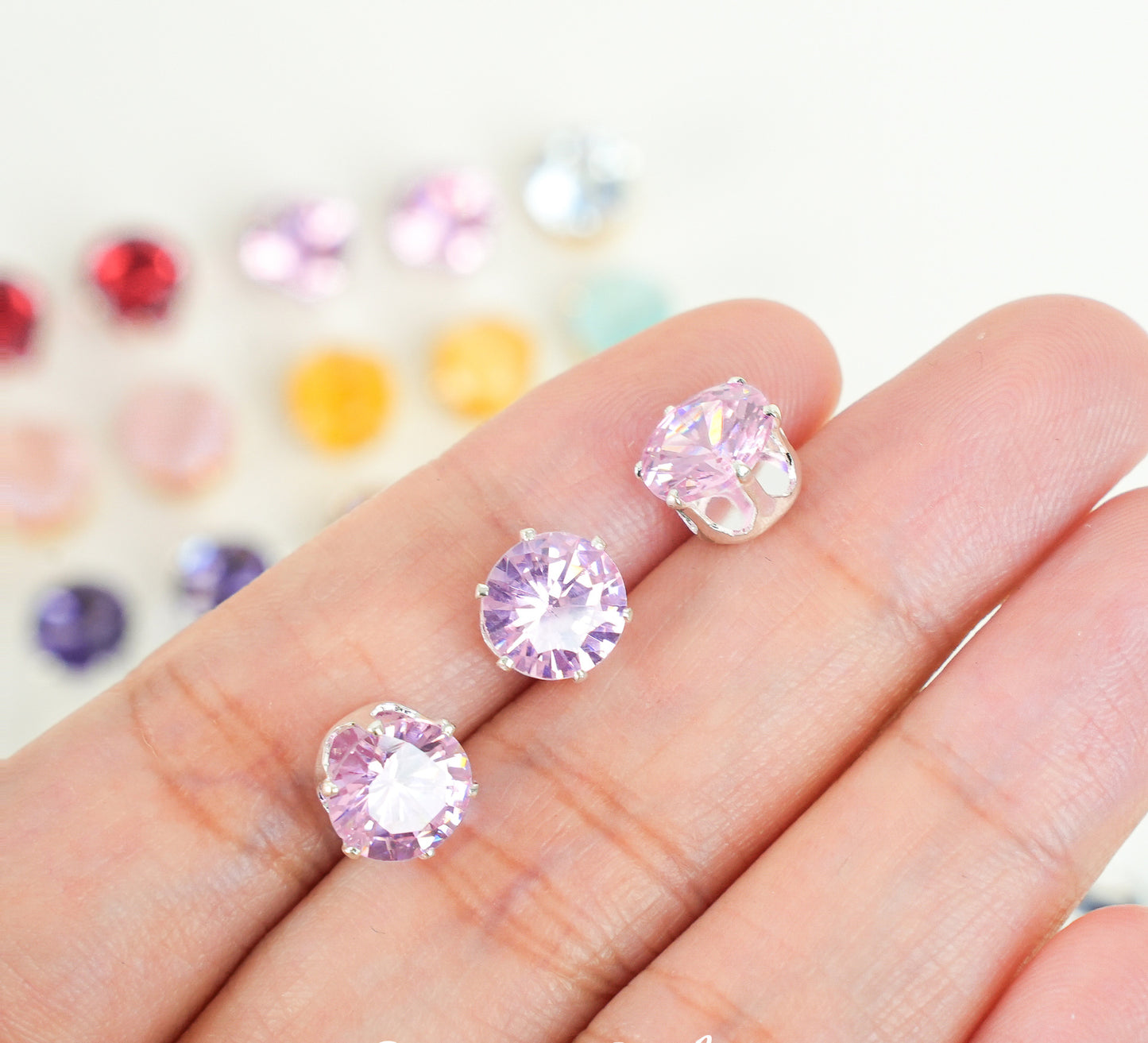 8mm Round Zircon/Cat's Eye Stone