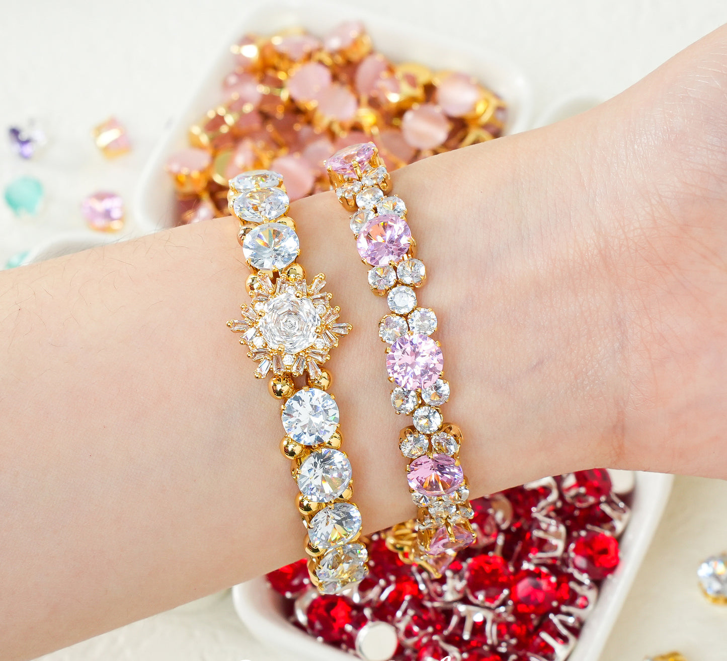 8mm Round Zircon/Cat's Eye Stone
