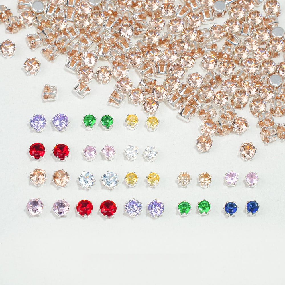 3/4mm Round Zircon(Silver bottom)