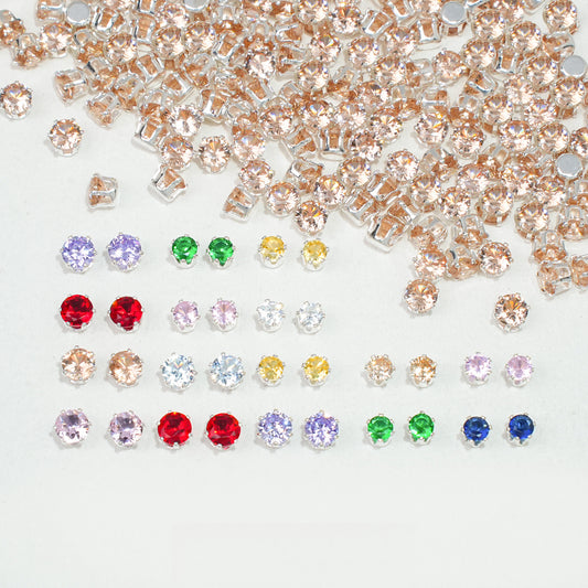 3/4mm Round Zircon(Silver bottom)