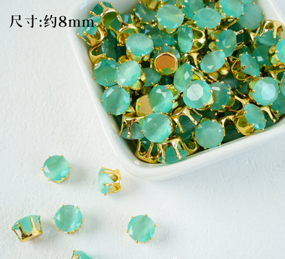 8mm Round Zircon/Cat's Eye Stone