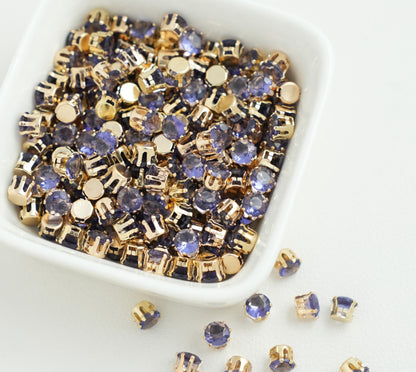 3/4/5mm Round Zircon（Golden bottom）