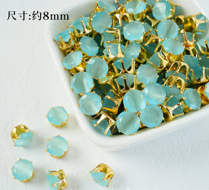 8mm Round Zircon/Cat's Eye Stone