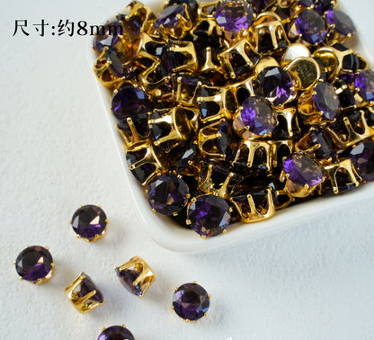 8mm Round Zircon/Cat's Eye Stone