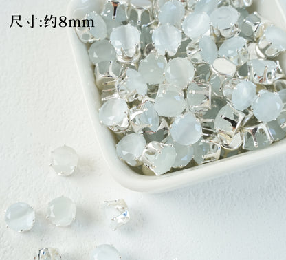 8mm Round Zircon/Cat's Eye Stone