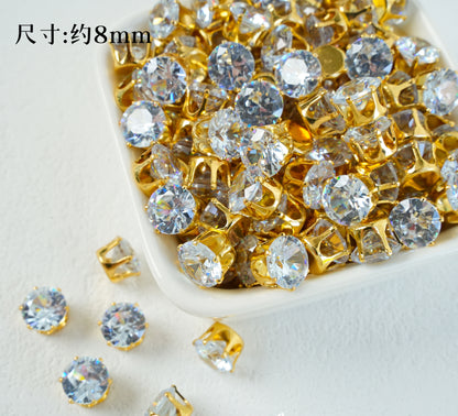 8mm Round Zircon/Cat's Eye Stone