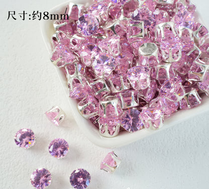 8mm Round Zircon/Cat's Eye Stone