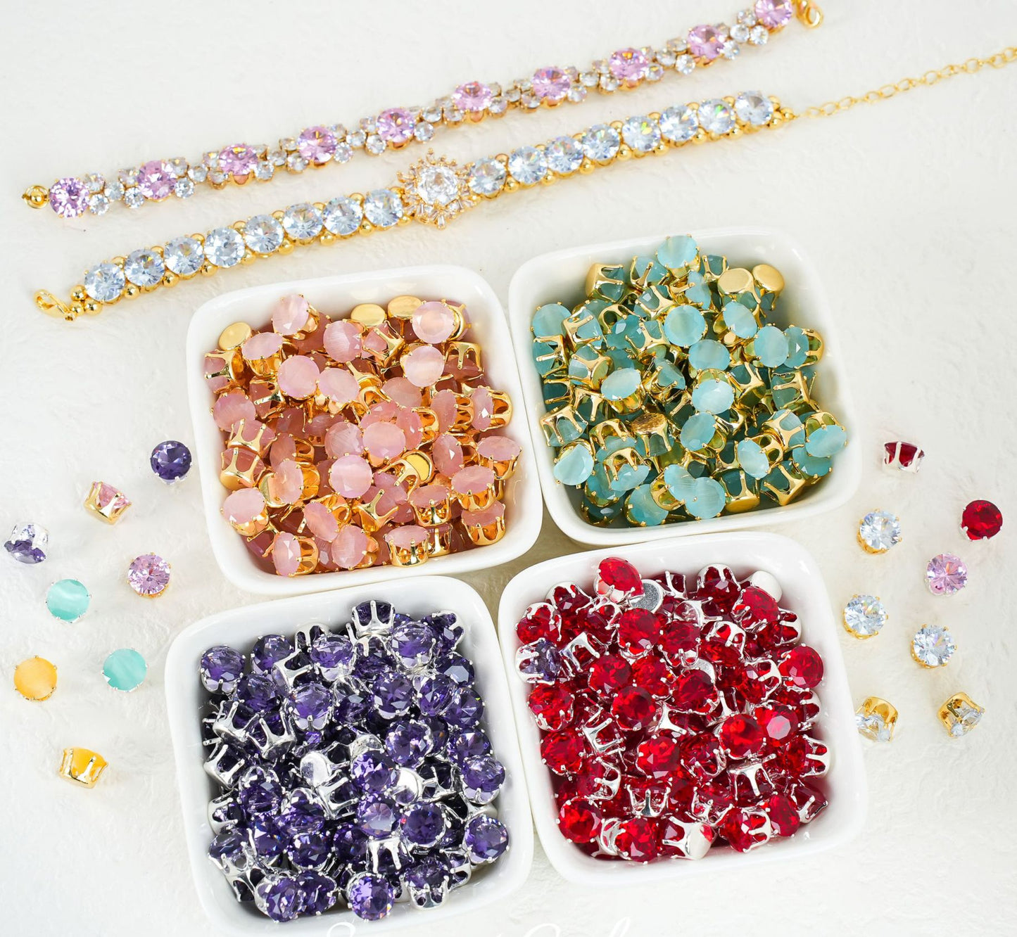 8mm Round Zircon/Cat's Eye Stone