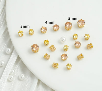 3/4/5mm Round Zircon（Golden bottom）