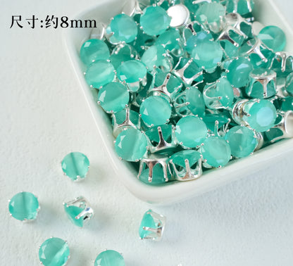 8mm Round Zircon/Cat's Eye Stone