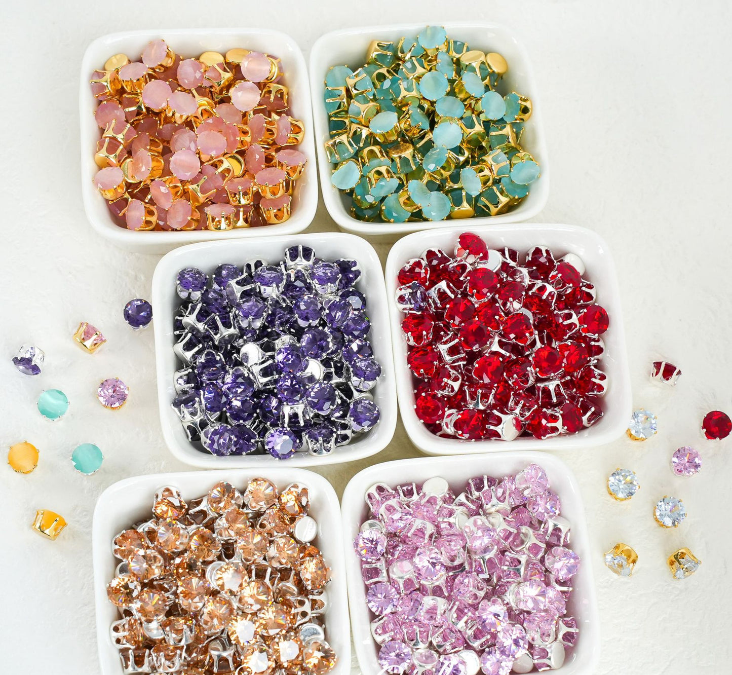 8mm Round Zircon/Cat's Eye Stone