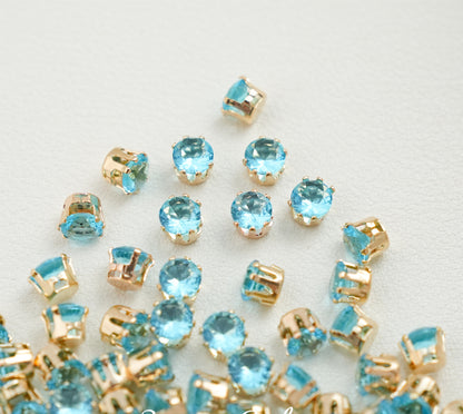 3/4/5mm Round Zircon（Golden bottom）