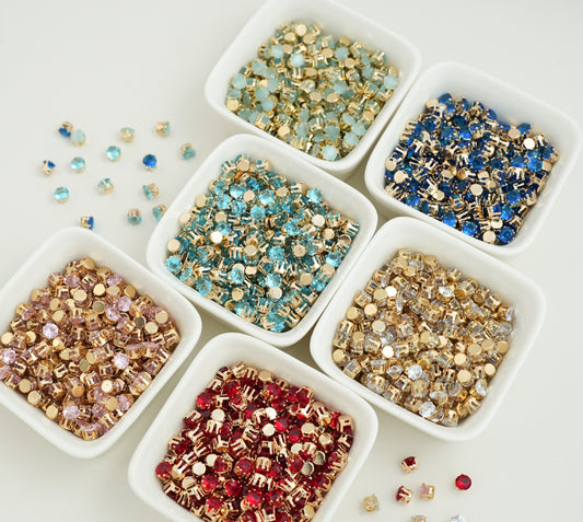 3/4/5mm Round Zircon（Golden bottom）