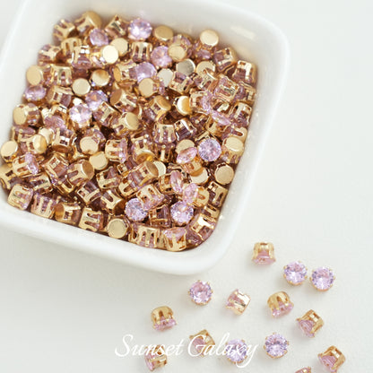 3/4/5mm Round Zircon（Golden bottom）