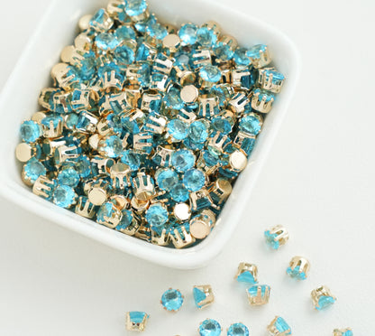 3/4/5mm Round Zircon（Golden bottom）